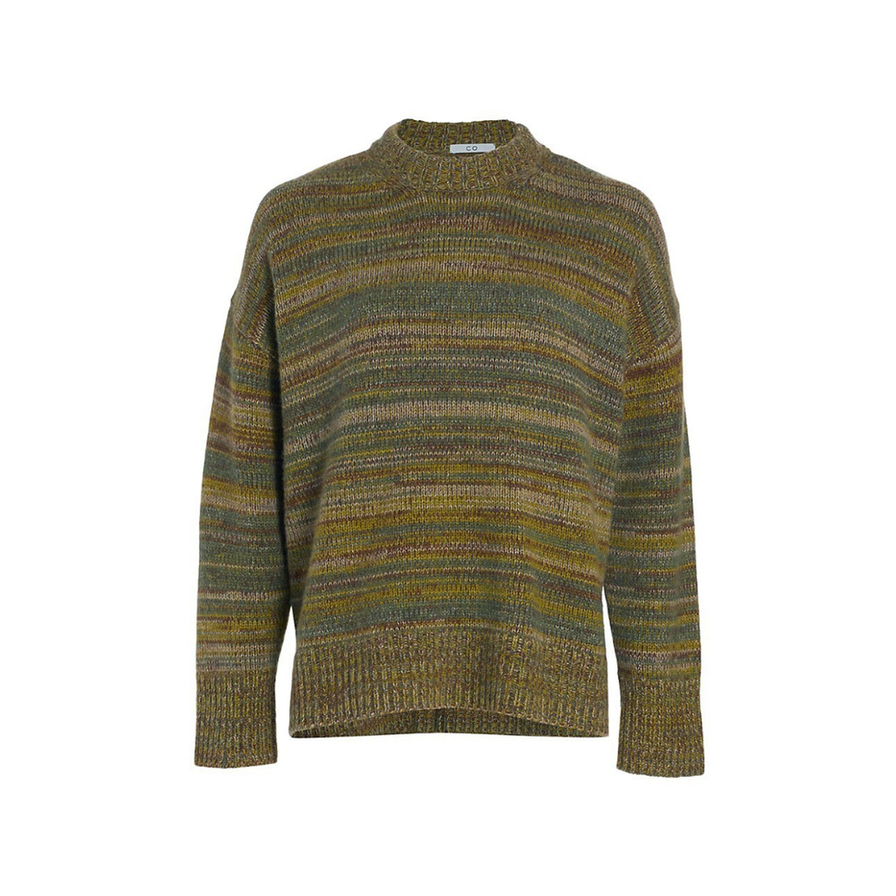 Co Boxy Stripedknit Sweater - S - Green Melange